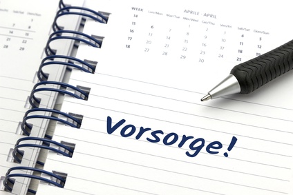 Eintrag "Vorsorge!" in einem Terminkalender